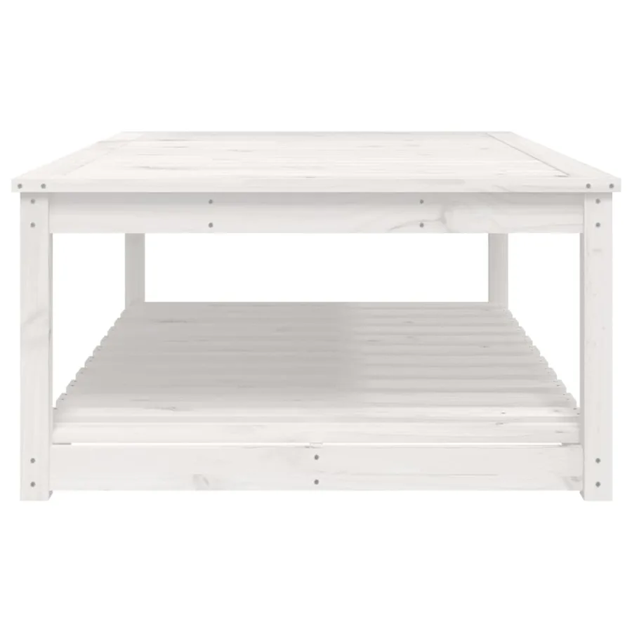 Table de jardin blanc 121x82,5x45 cm bois massif de pin - 6
