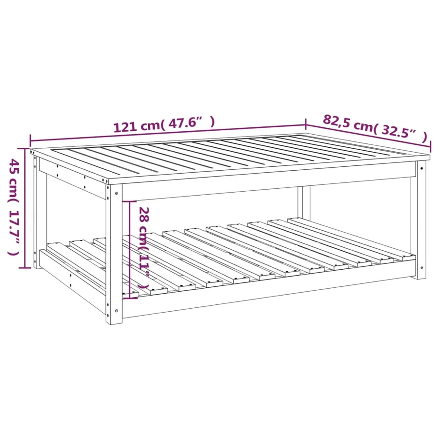 Table de jardin blanc 121x82,5x45 cm bois massif de pin - 8