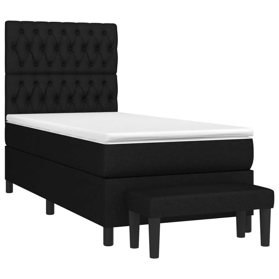 Sommier à lattes de lit avec matelas Noir 90x190 cm Tissu - 3