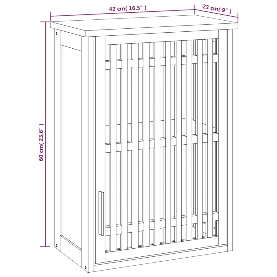 Armoire murale de salle de bain 42x23x60cm Bois massif de noyer - 9