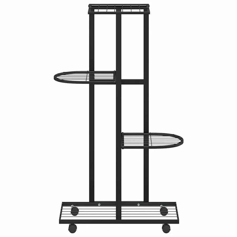 Jardinière à 4 niveaux avec roues 44x23x80 cm Noir Fer - 5