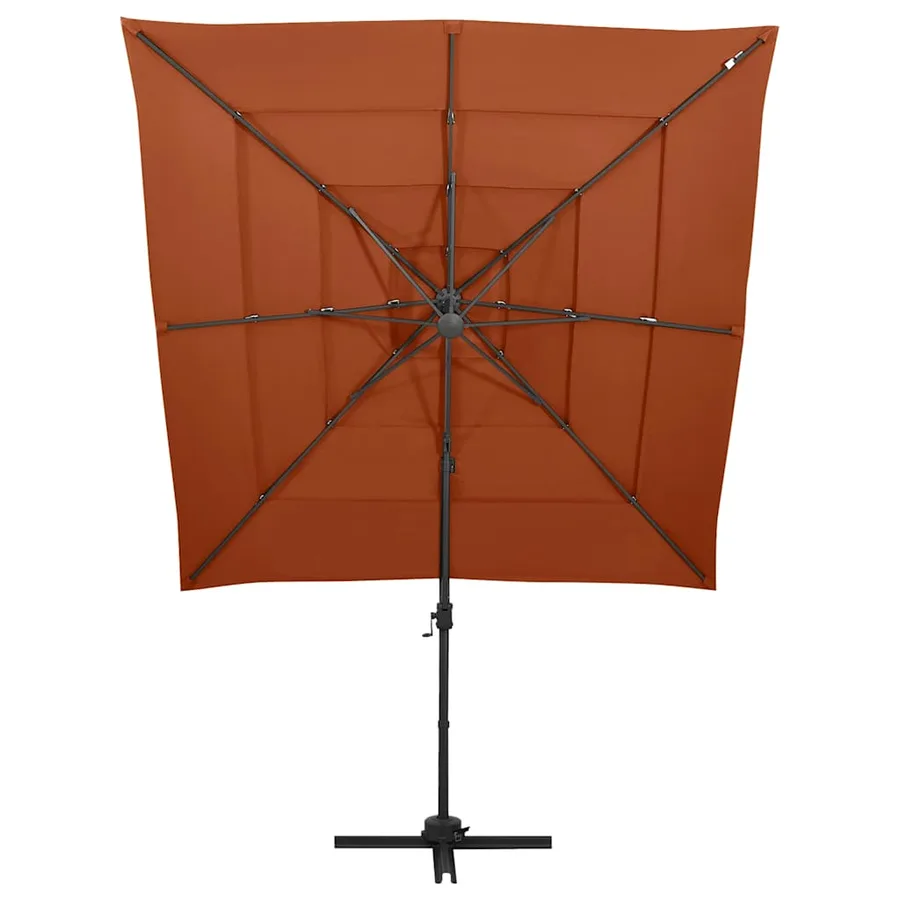 Parasol de jardin à 4 niveaux avec mât en aluminium terre cuite - 2