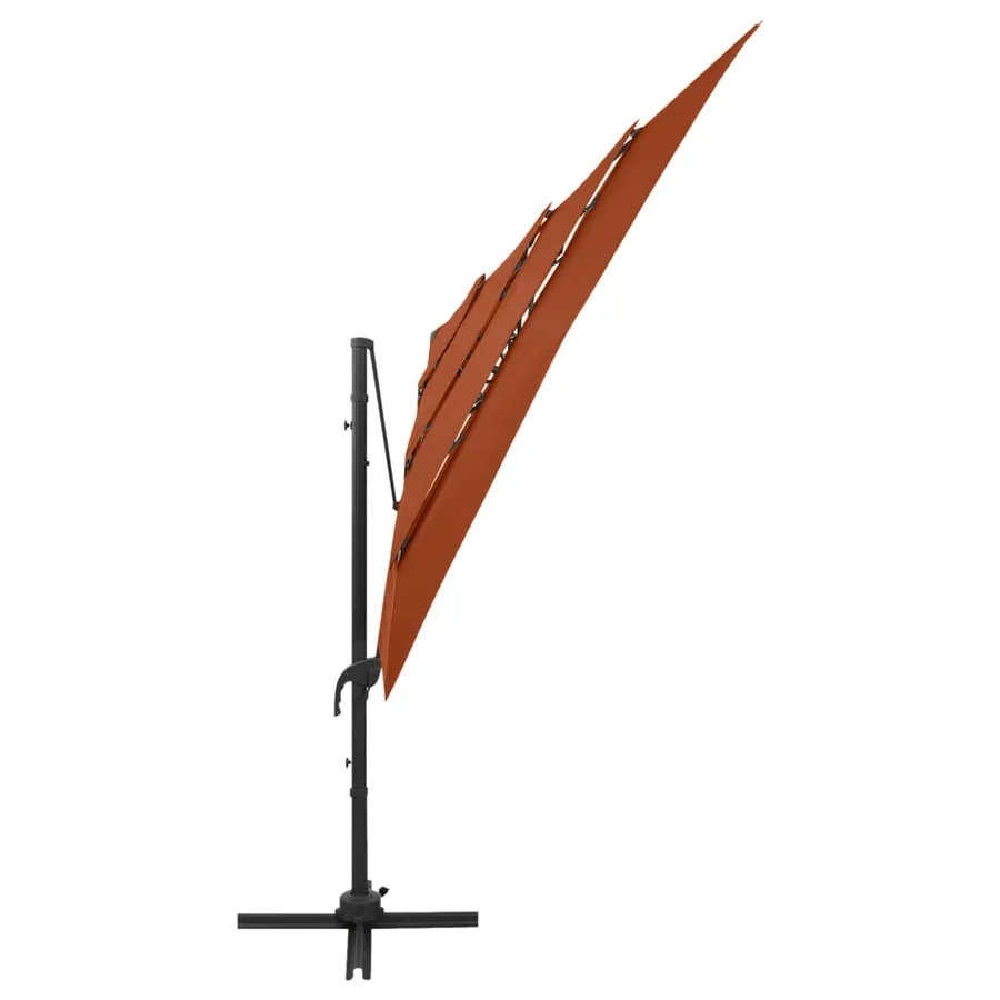 Parasol de jardin à 4 niveaux avec mât en aluminium terre cuite - 4