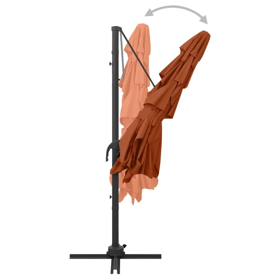 Parasol de jardin à 4 niveaux avec mât en aluminium terre cuite - 6