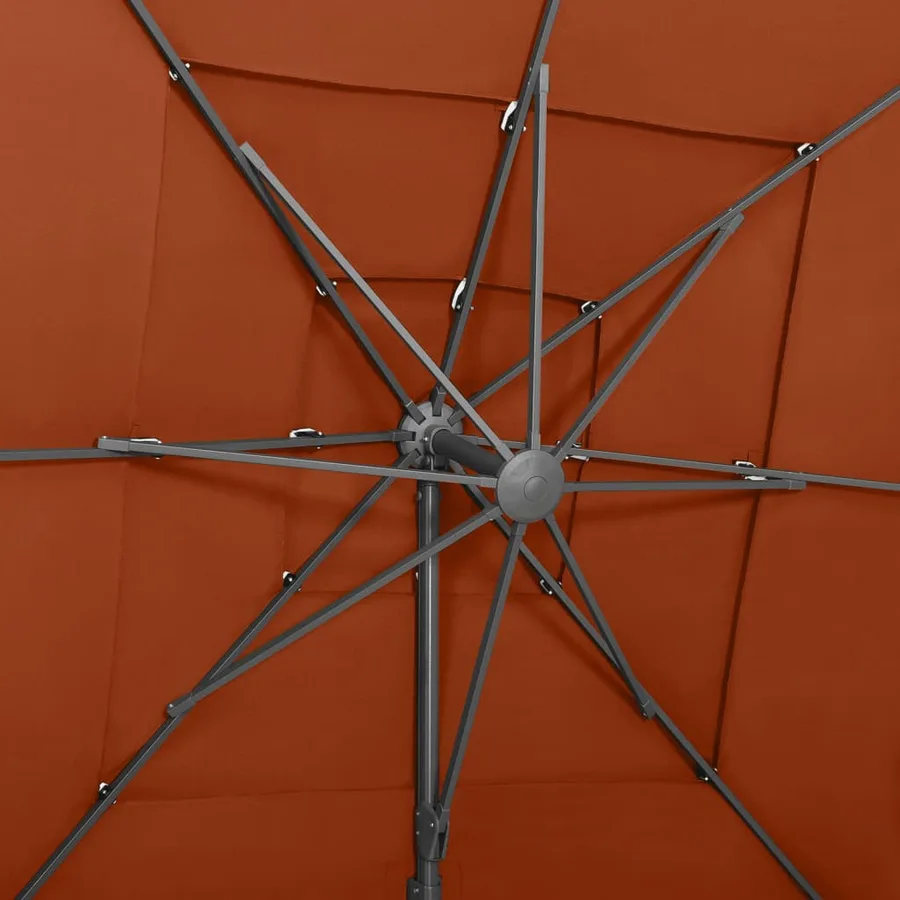 Parasol de jardin à 4 niveaux avec mât en aluminium terre cuite - 7
