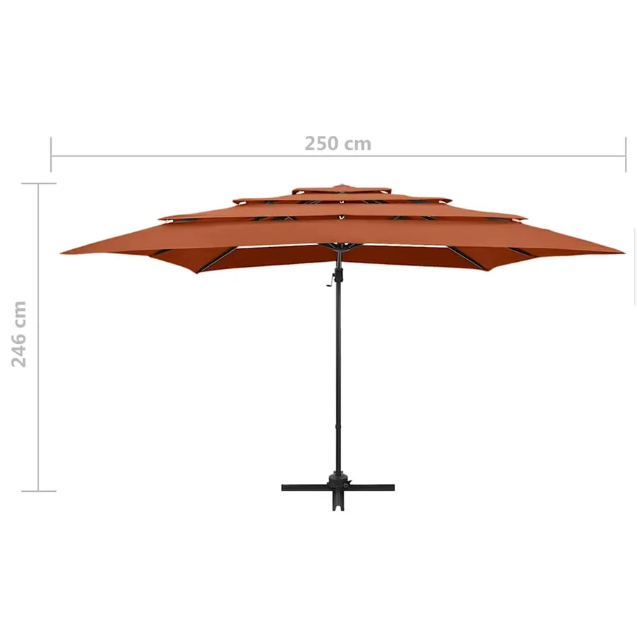 Parasol de jardin à 4 niveaux avec mât en aluminium terre cuite - 9