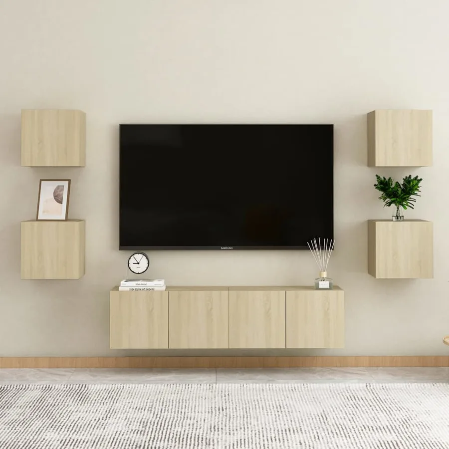 Tables de chevet 2pcs Chêne sonoma 30,5x30x30cm Bois ingénierie - 3