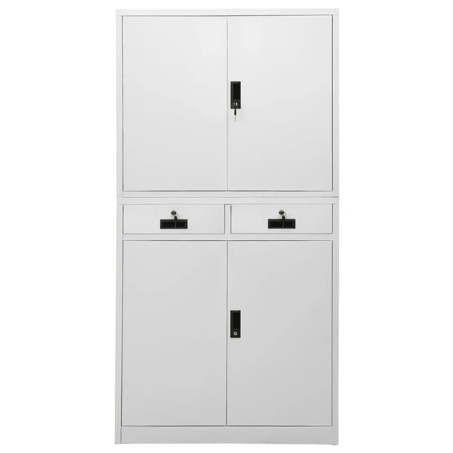 Armoire de bureau Gris clair 90x40x180 cm Acier - 2