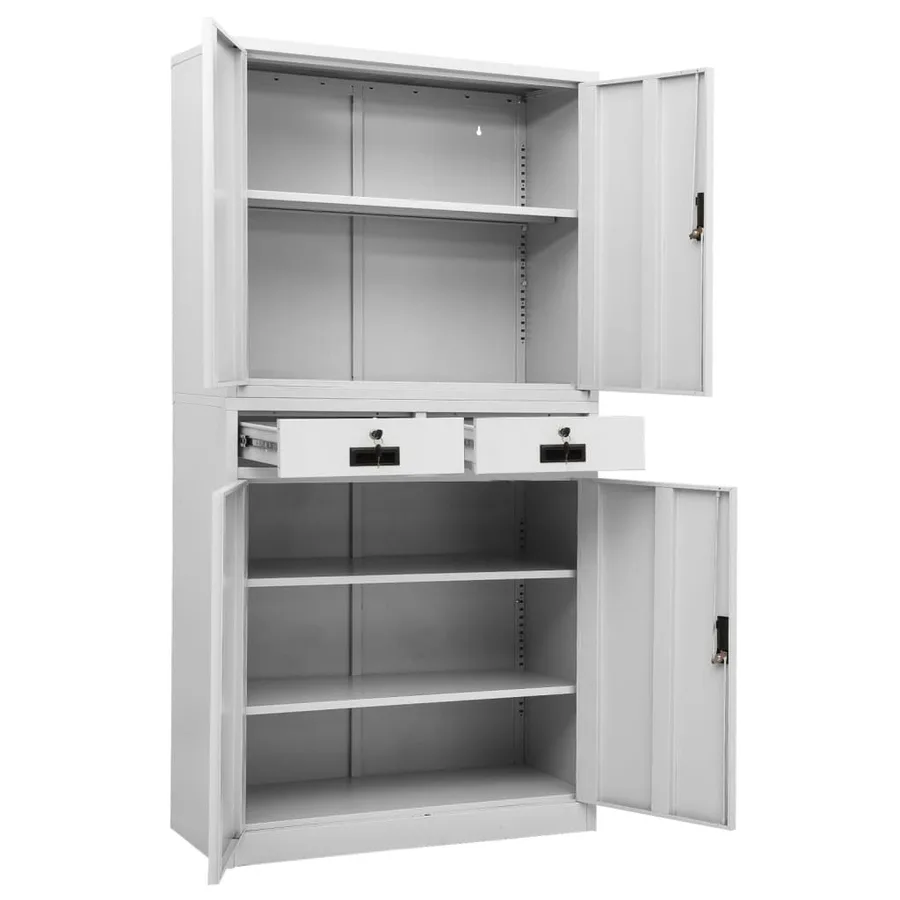 Armoire de bureau Gris clair 90x40x180 cm Acier - 6