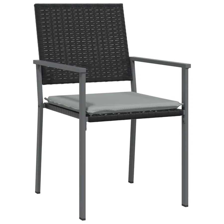 Chaises de jardin et coussins lot de 4 noir 54x62,5x89 cm rotin - 3