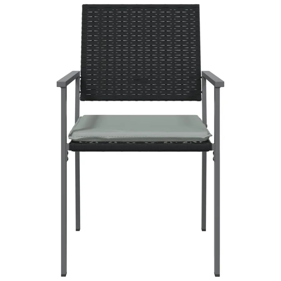 Chaises de jardin et coussins lot de 4 noir 54x62,5x89 cm rotin - 4