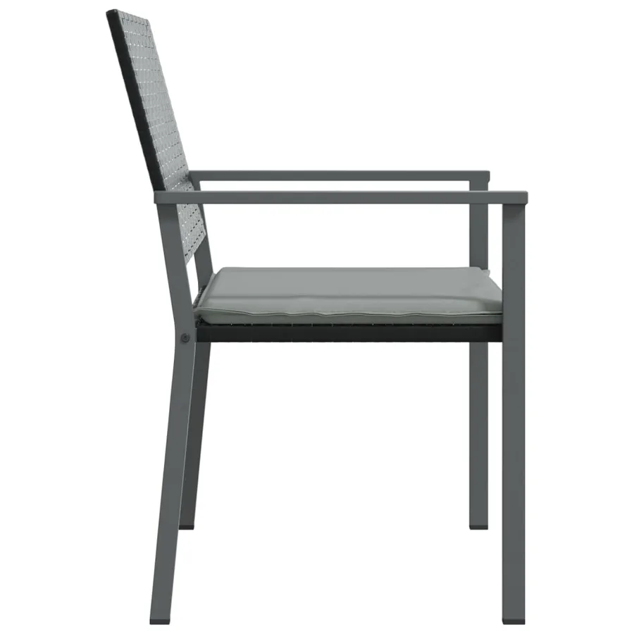 Chaises de jardin et coussins lot de 4 noir 54x62,5x89 cm rotin - 5