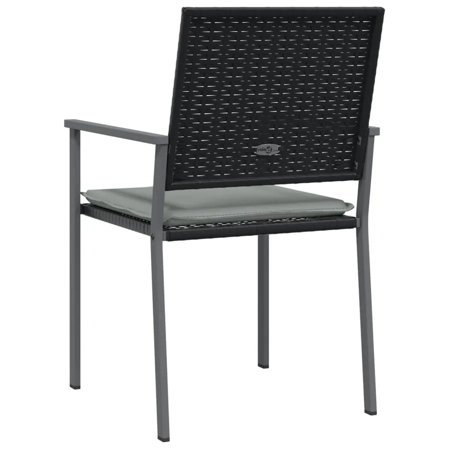 Chaises de jardin et coussins lot de 4 noir 54x62,5x89 cm rotin - 6