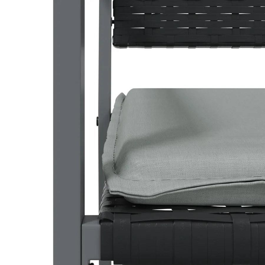 Chaises de jardin et coussins lot de 4 noir 54x62,5x89 cm rotin - 7