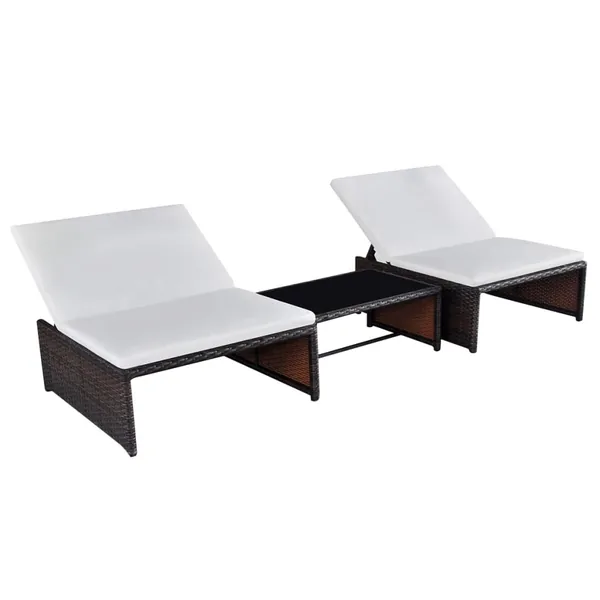 Chaises de jardin inclinables lot de 2 et table résine tressée