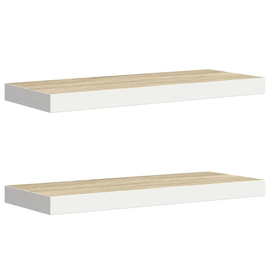 Étagères flottantes 2 pcs chêne et blanc 60x23,5x3,8 cm MDF - 2