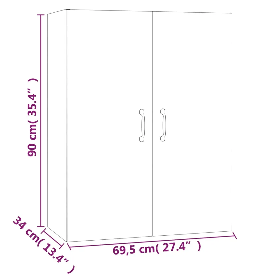Armoire suspendue Blanc 69,5x34x90 cm Bois d'ingénierie - 10