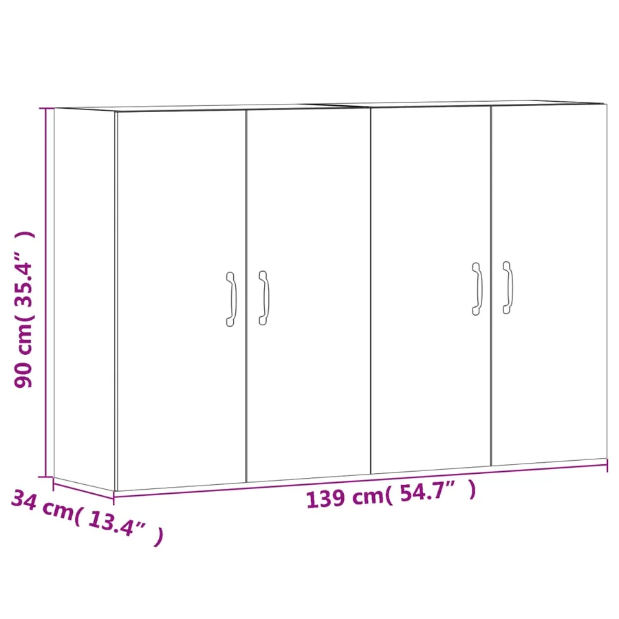Armoires murales 2 pcs blanc bois d'ingénierie - 12