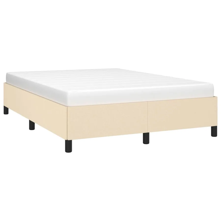 Cadre de lit sans matelas crème 140x190 cm tissu - 4