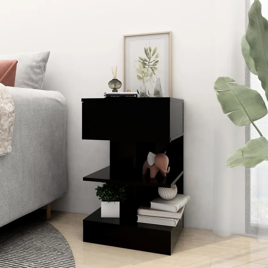 Table de chevet Noir 40x35x65 cm Bois d’ingénierie - 3
