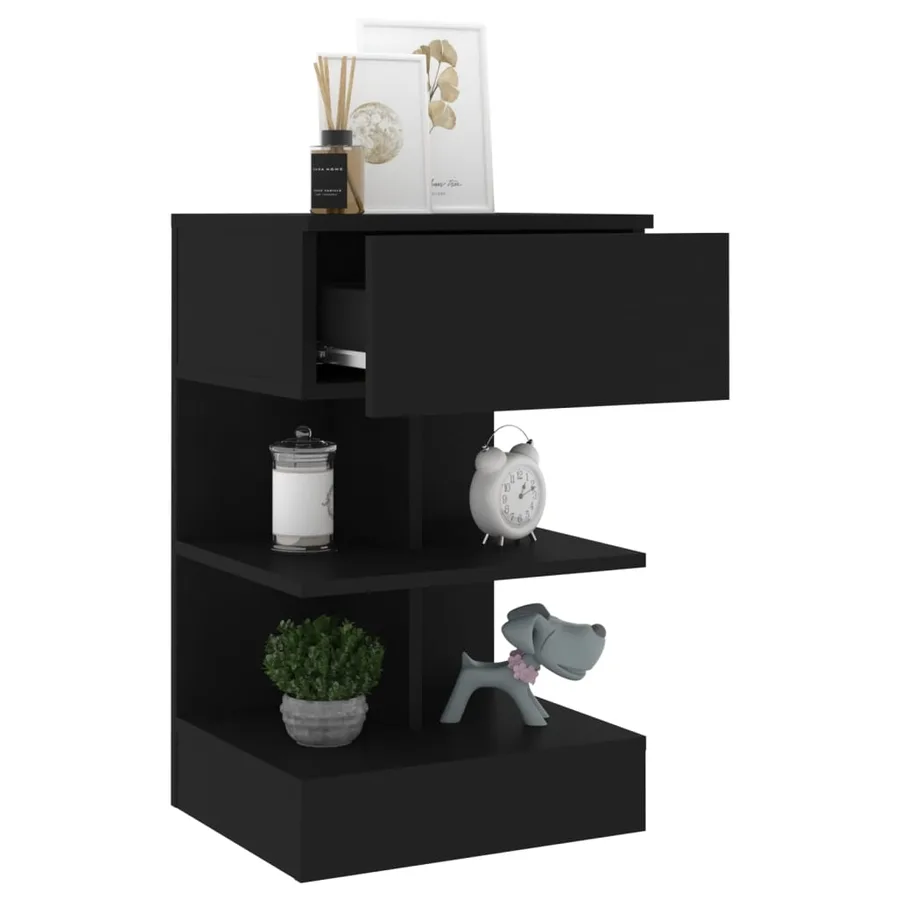 Table de chevet Noir 40x35x65 cm Bois d’ingénierie - 6