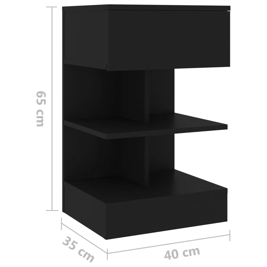 Table de chevet Noir 40x35x65 cm Bois d’ingénierie - 7
