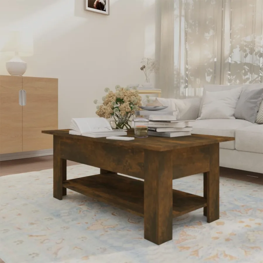 Table basse chêne fumé 102x55x42 cm bois d'ingénierie - 3