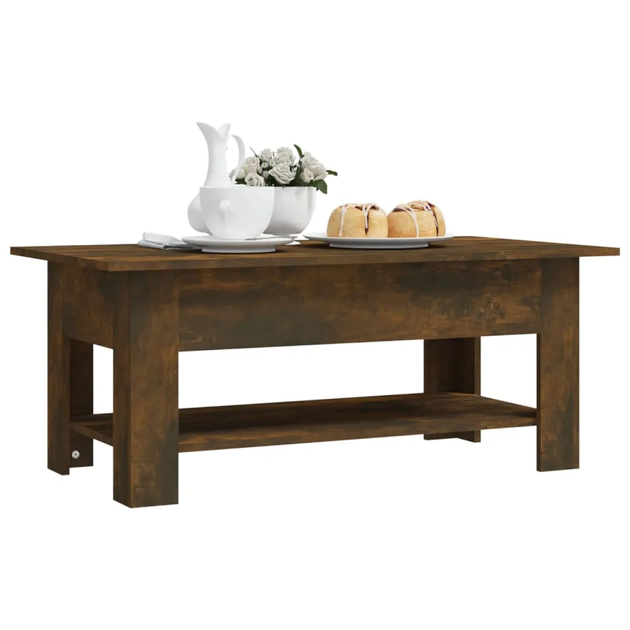 Table basse chêne fumé 102x55x42 cm bois d'ingénierie - 6