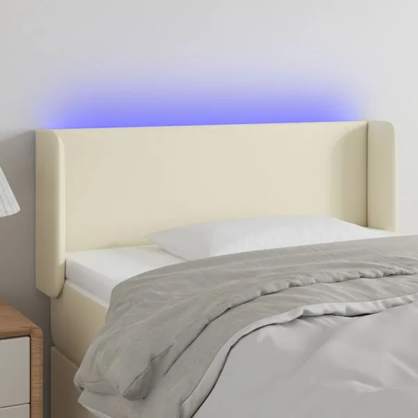 Tête de lit à LED Crème 103x16x78/88 cm Similicuir