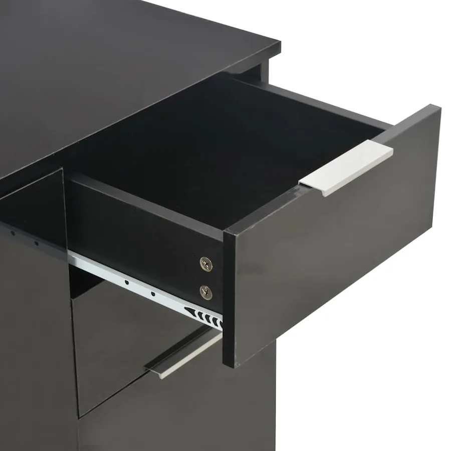 Buffet Noir brillant 71x35x80 cm Bois d'ingénierie - 7