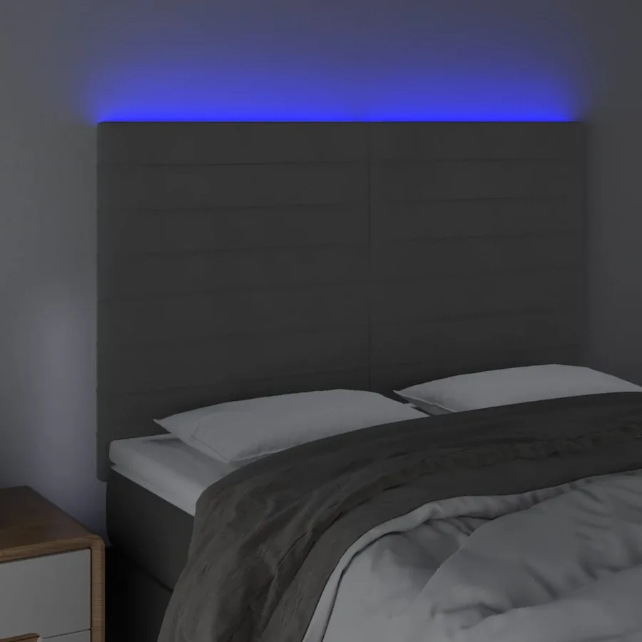 Tête de lit à LED Gris foncé 144x5x118/128 cm Velours - 3