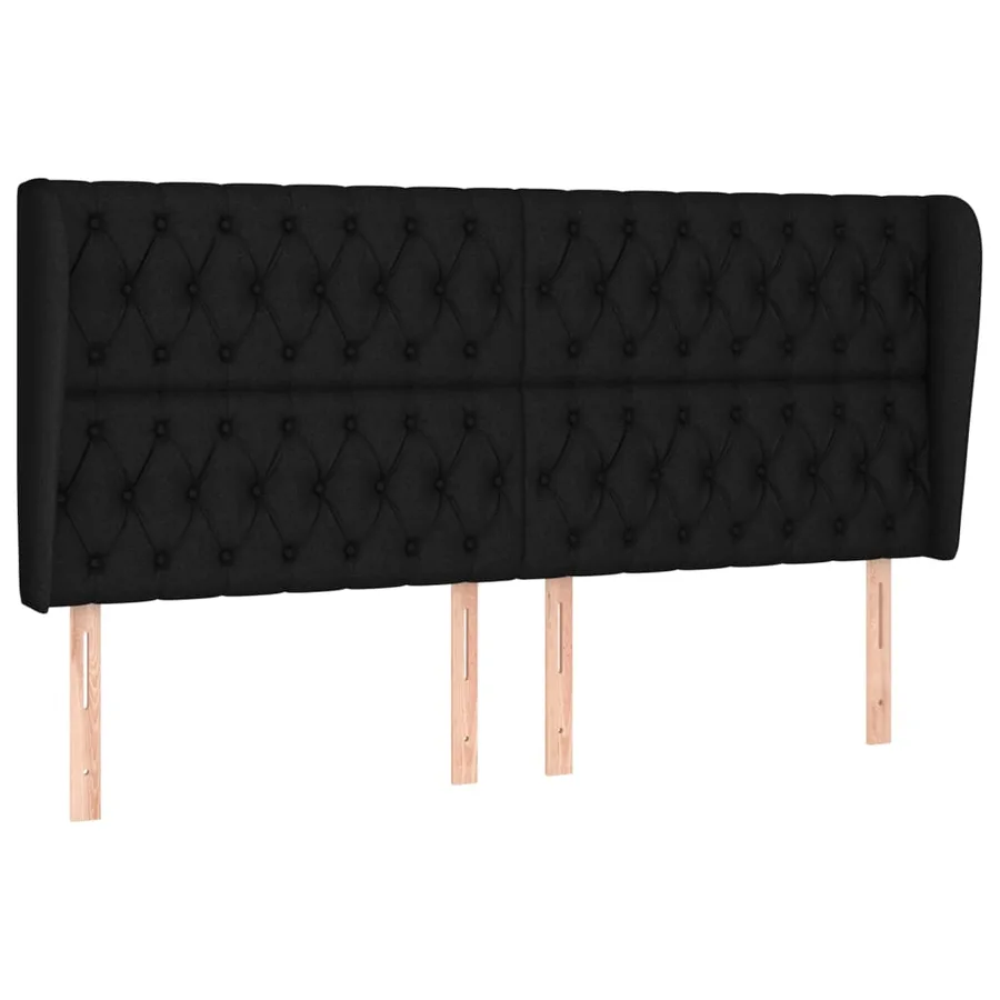 Tête de lit avec oreilles Noir 183x23x118/128 cm Tissu - 2