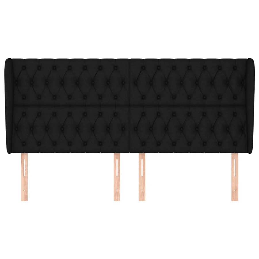 Tête de lit avec oreilles Noir 183x23x118/128 cm Tissu - 3