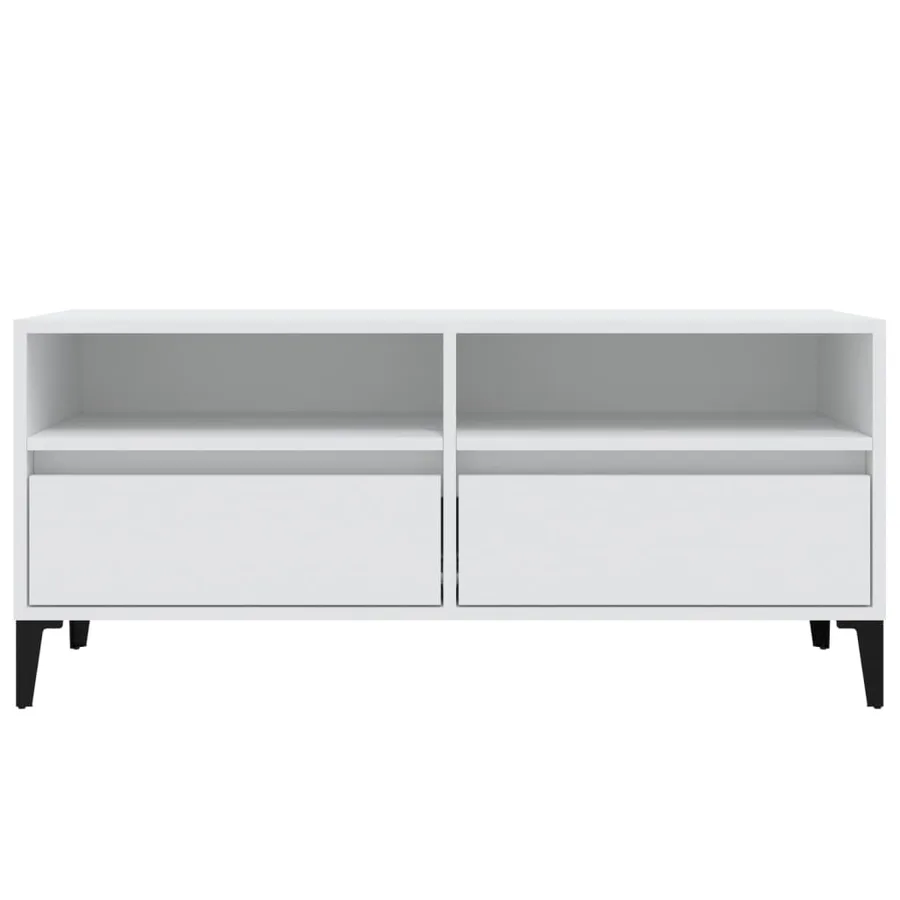 Meuble TV blanc 100x34,5x44,5 cm bois d'ingénierie - 6