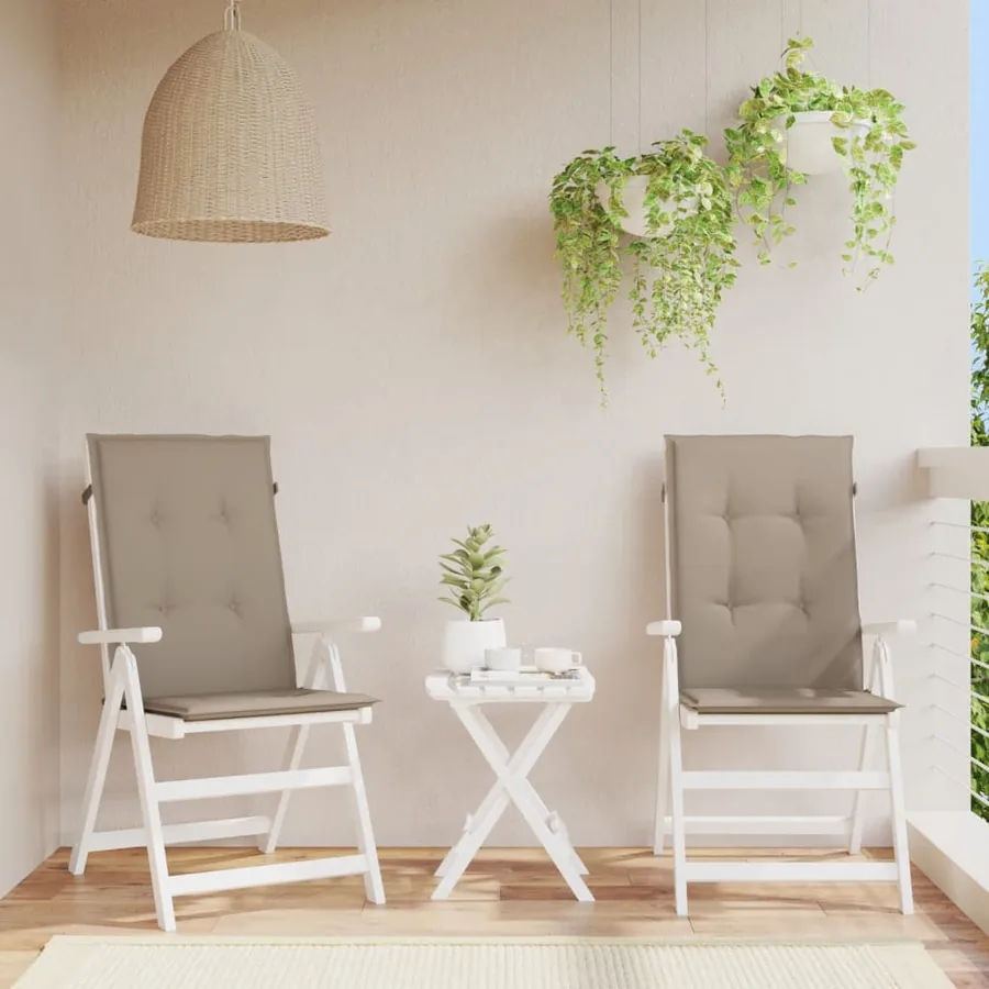Coussins de chaise de jardin dossier haut lot de 2 taupe tissu