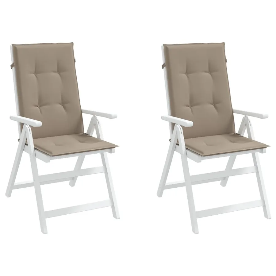 Coussins de chaise de jardin dossier haut lot de 2 taupe tissu - 4