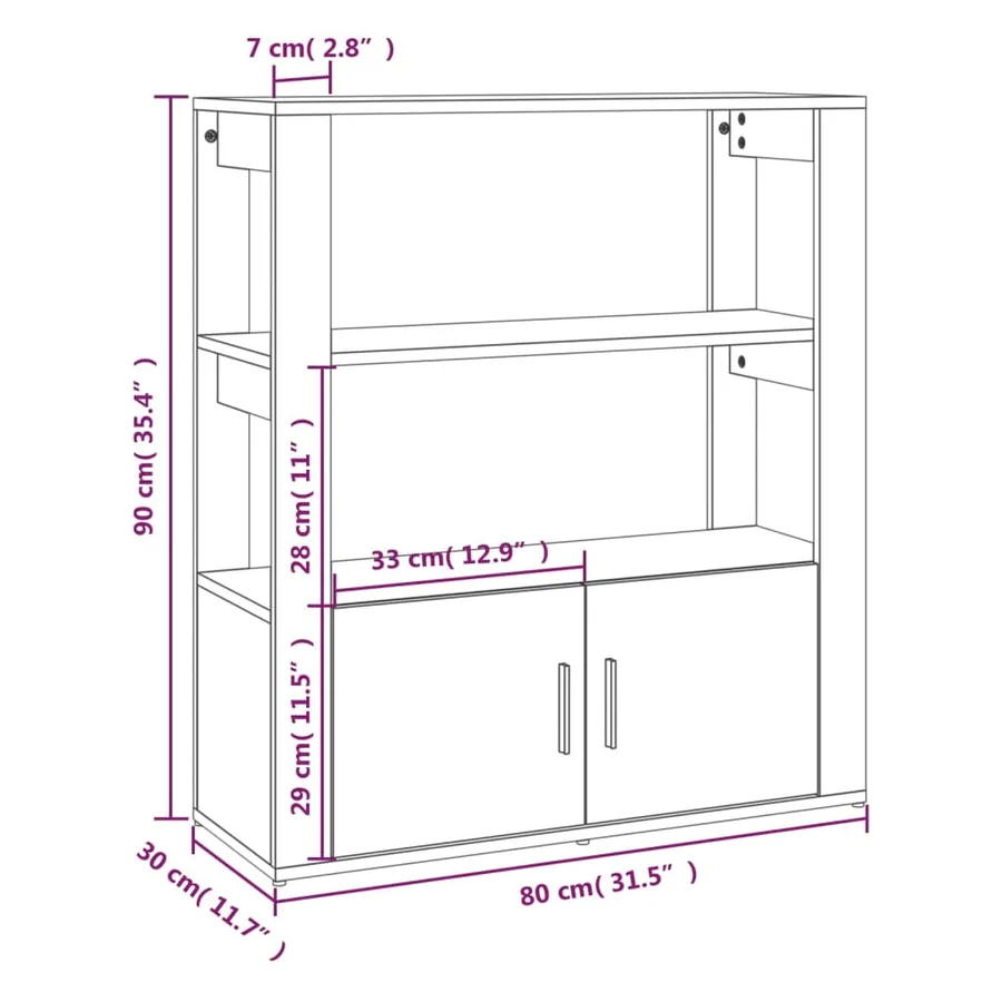 Buffet Blanc 80x30x90 cm Bois d'ingénierie - 10