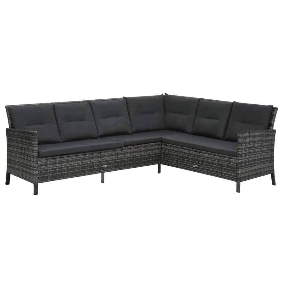 Salon de jardin 3 pcs avec coussins Résine tressée Gris - 3
