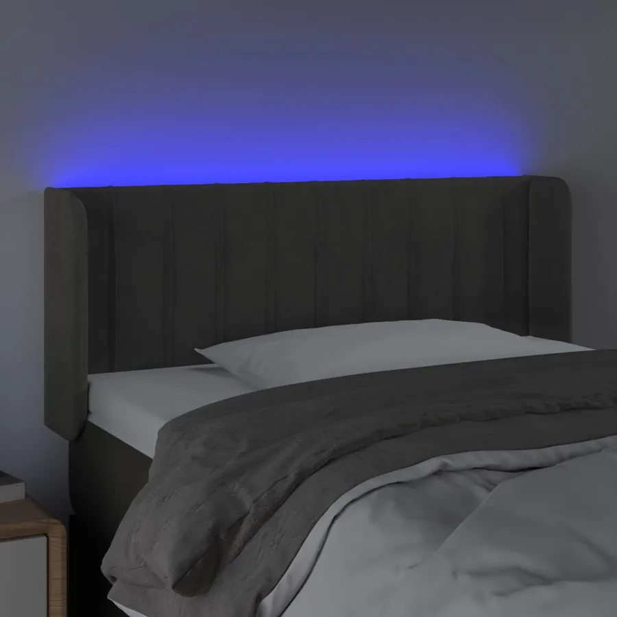 Tête de lit à LED Gris foncé 83x16x78/88 cm Velours - 4