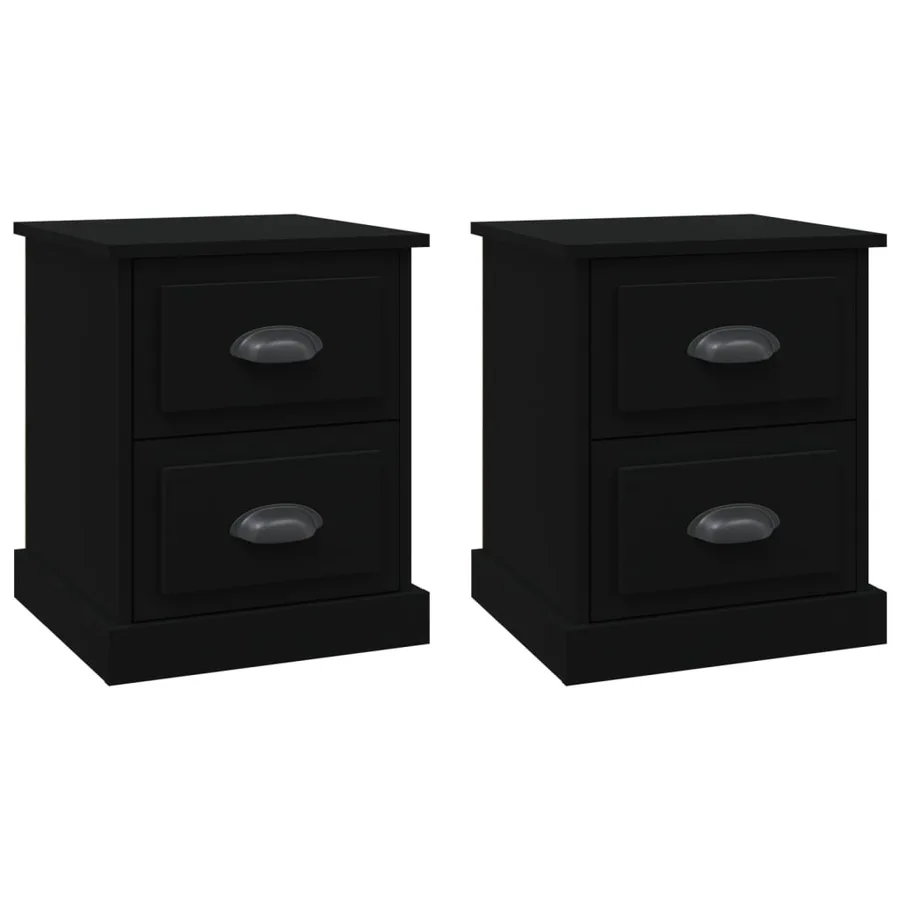 Tables de chevet 2 pcs noir 39x39x47,5 cm bois d'ingénierie - 2
