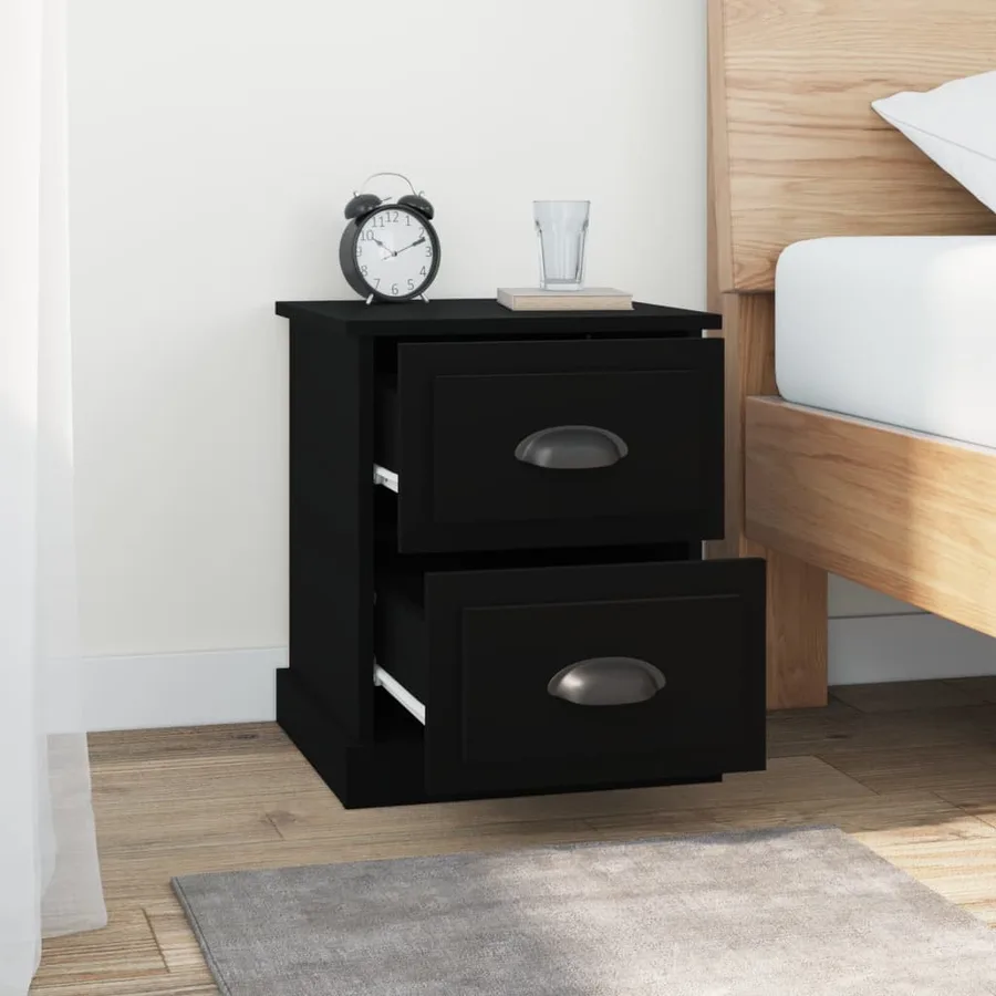Tables de chevet 2 pcs noir 39x39x47,5 cm bois d'ingénierie - 4