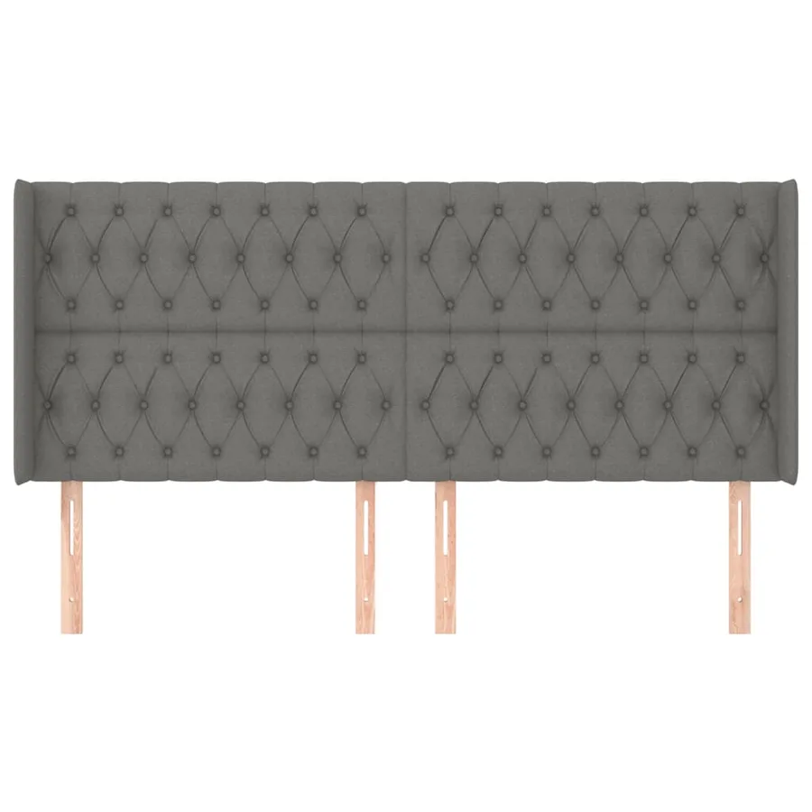 Tête de lit avec oreilles Gris foncé 183x16x118/128 cm Tissu - 3