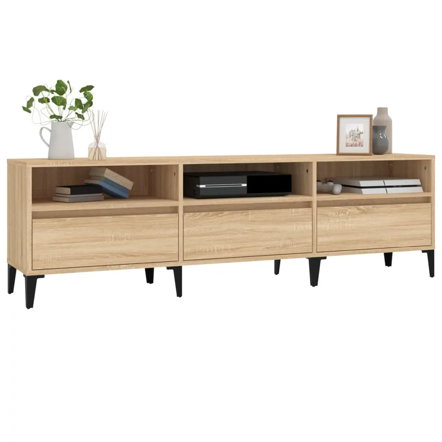 Meuble TV chêne sonoma 150x30x44,5 cm bois d'ingénierie - 4