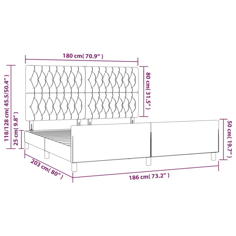 Cadre de lit sans matelas gris clair velours - 14