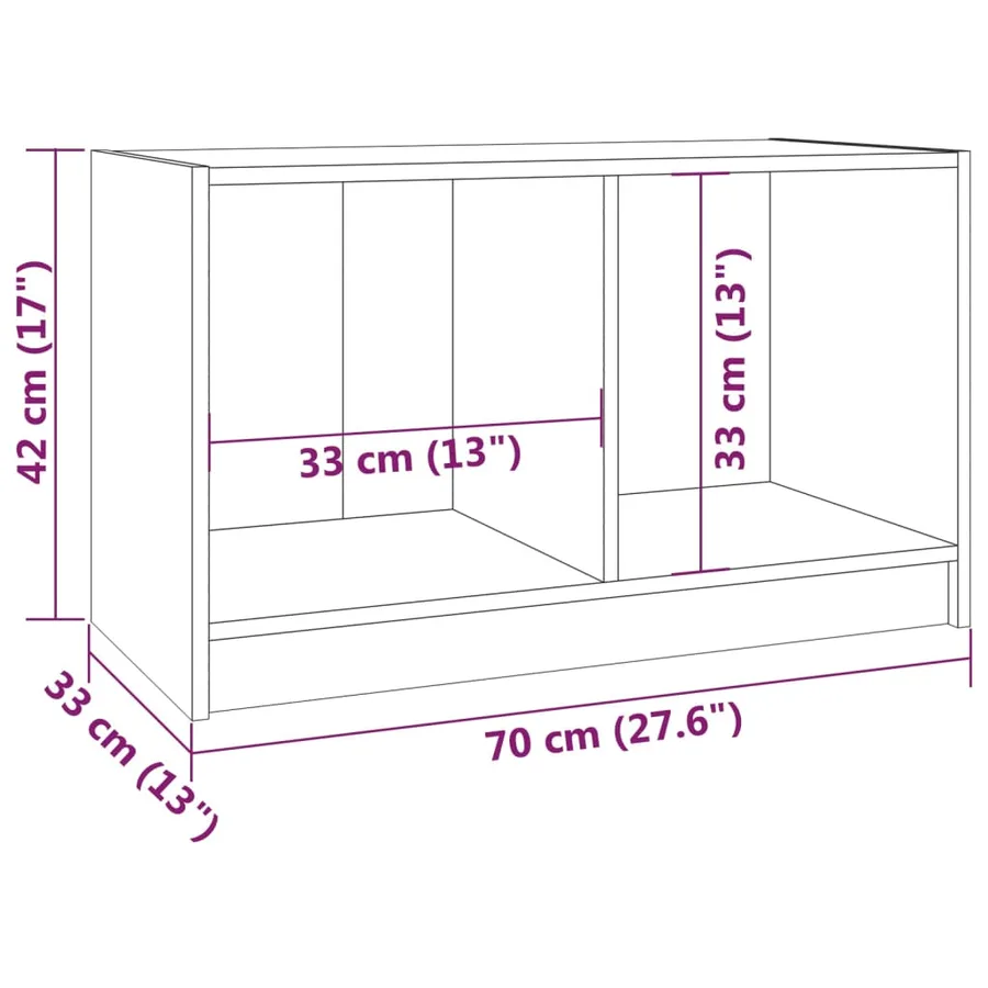 Meuble TV Gris 70x33x42 cm Bois de pin massif - 8