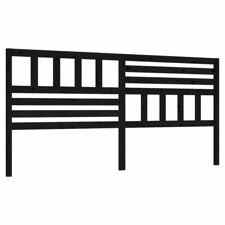 Tête de lit Noir 186x4x100 cm Bois massif de pin - 2