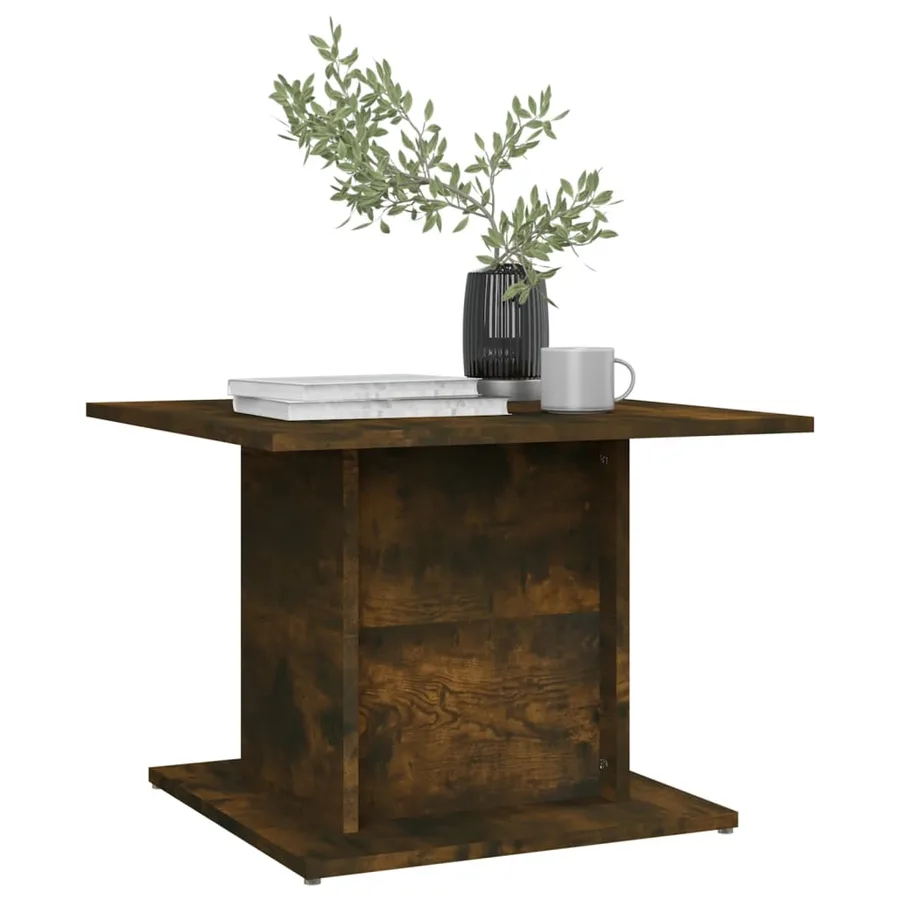 Table basse chêne fumé 55,5x55,5x40 cm bois d'ingénierie - 6