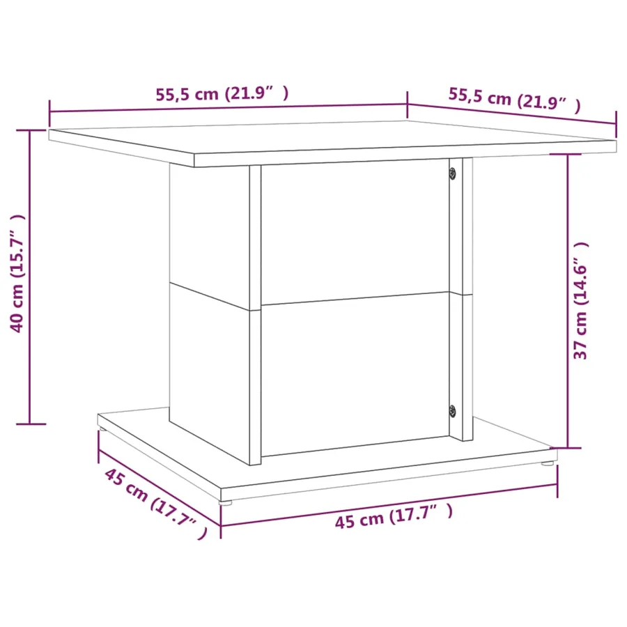 Table basse chêne fumé 55,5x55,5x40 cm bois d'ingénierie - 7