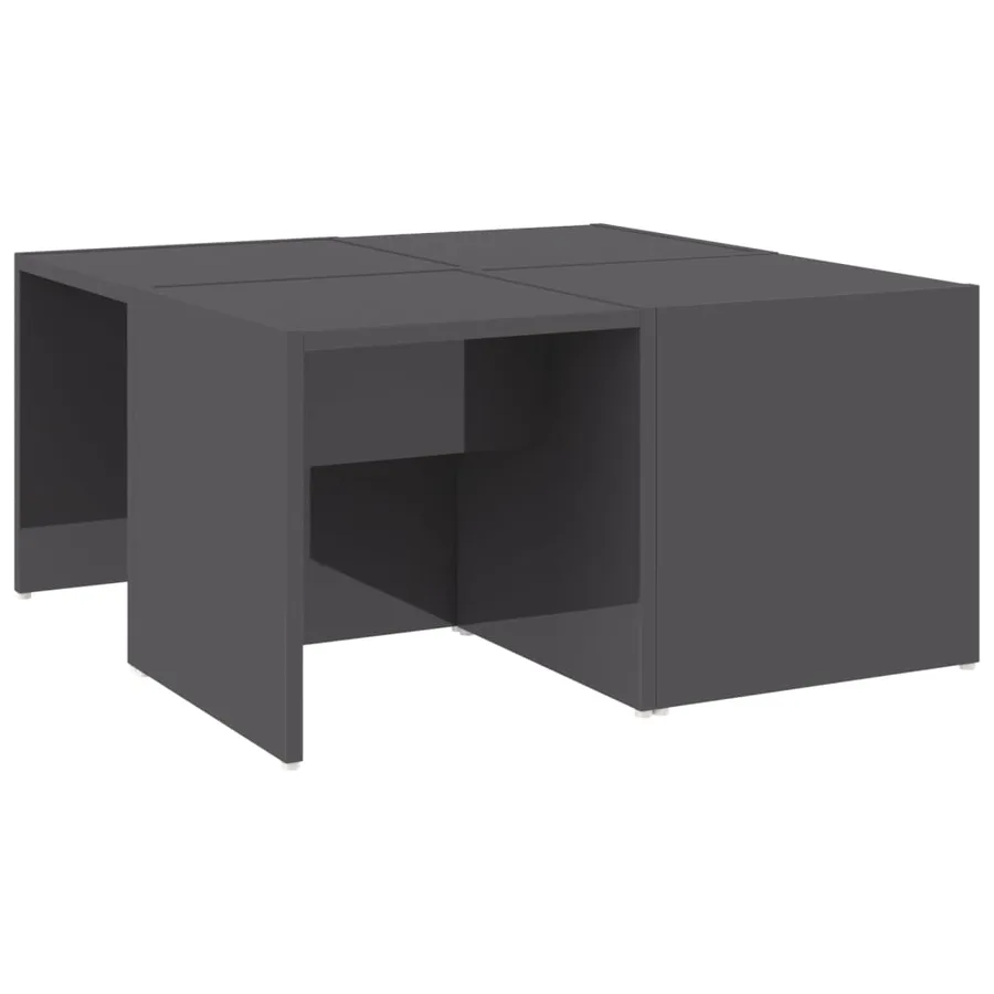 Tables basses 4 pcs gris brillant 33x33x33 cm bois d'ingénierie - 2