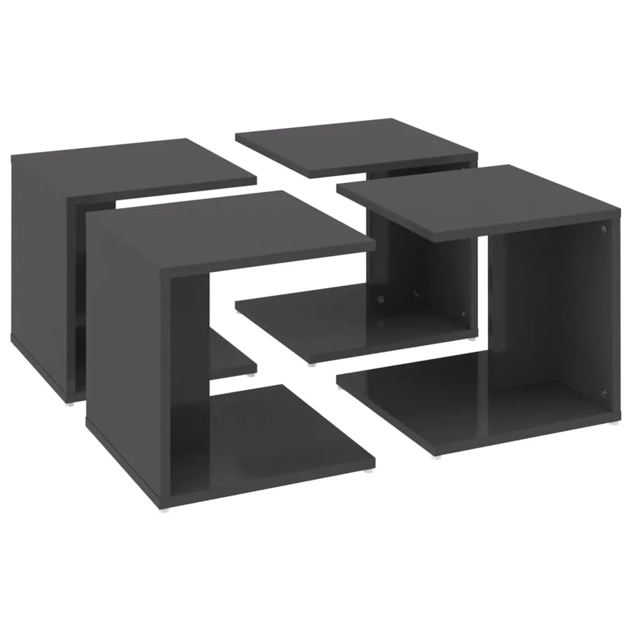 Tables basses 4 pcs gris brillant 33x33x33 cm bois d'ingénierie - 9